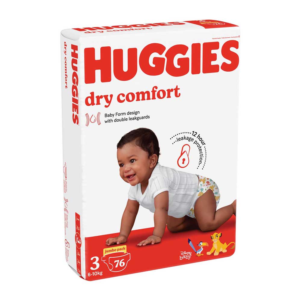 Huggies Dry Comfort S1 Jumbo Pack 96 Pack, Disposable Nappies, Nappies, Baby